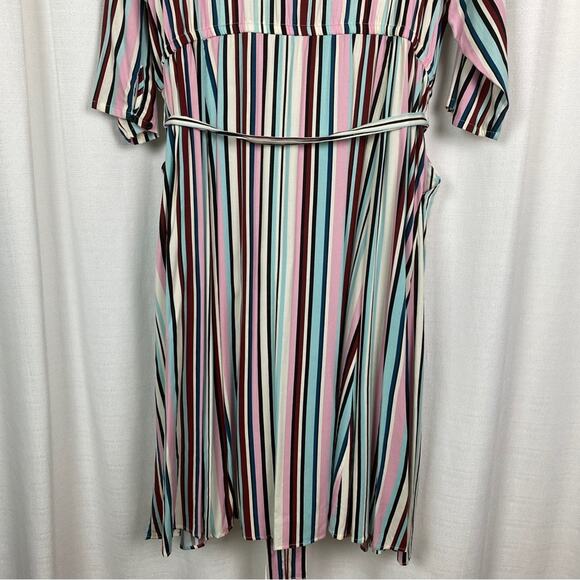 Torrid White, Purple&Pink Stripe Challis Button Front Shirt Dress Sz.4 NWT - Picture 14 of 16